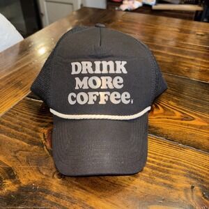 Dutch Bros Coffee‎ Drink More Coffee Black Rope Brim Mesh Snapback Trucker Hat